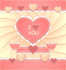 Valentines Card with hearts and scrapbooking elements