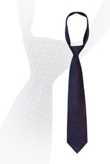 Knotted mans necktie on white