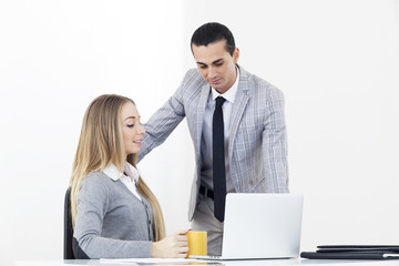 Obraz premium Business people working on laptop