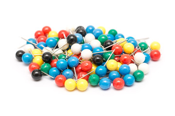 Pile Of Colored Push Pins Isolated
