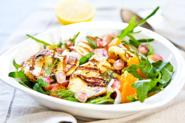 Halloumi with Orange and Rocket salad