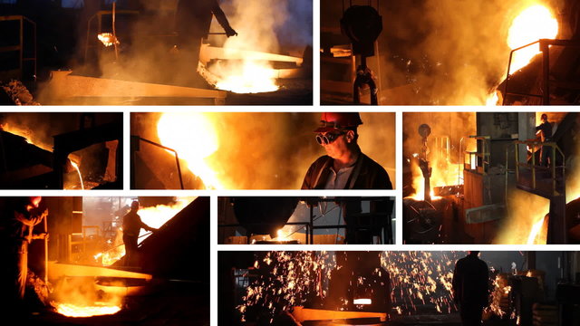 Working in a foundry, steel mill