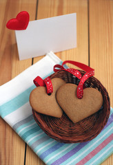 two  heart-shaped cookies for valentines day