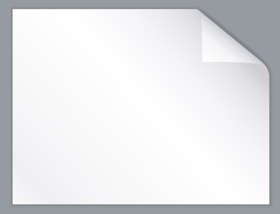 White horizontal paper sheet with folded corner. - obrazy, fototapety, plakaty