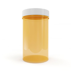 Empty Pills Bottle isolated on white background
