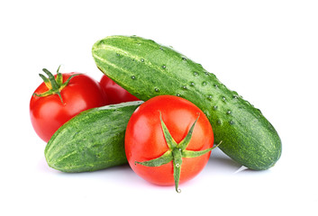 Ripe vegetables isolated on white background