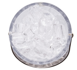 Crystal made ice bucket filled with ice cubes