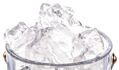 Crystal made ice bucket filled with ice cubes
