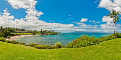 Maui's famous Kaanapali beach resort area - 60322579