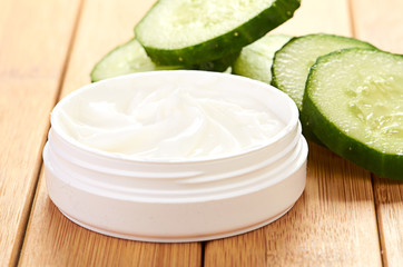 face mask with cucumber slices