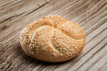 Bread roll on the wooden table