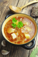 Cabbage soup with meat