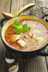 Cabbage soup with meat