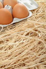 Braune Eier om Eierkarton