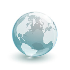 glass globe earth map 3d blue