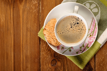 homemade cookies with oatmeal and coffee