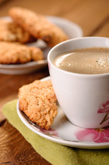 homemade cookies with oatmeal and coffee