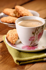 homemade cookies with oatmeal and coffee