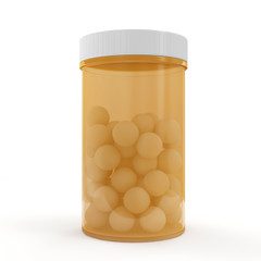 Medical Pills in Bottle isolated on white background