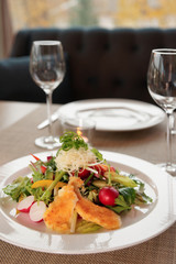 Vegetable salad on restaurant table