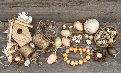 vintage decoration with eggs and flower bulbs