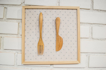 Wooden Frame of Fork & Knife