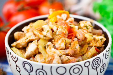 Vegetable ragout with chicken brests