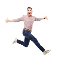 Handsome man jumping