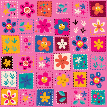 happy flowers pattern