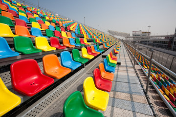 Seats for spectators for racing cars.