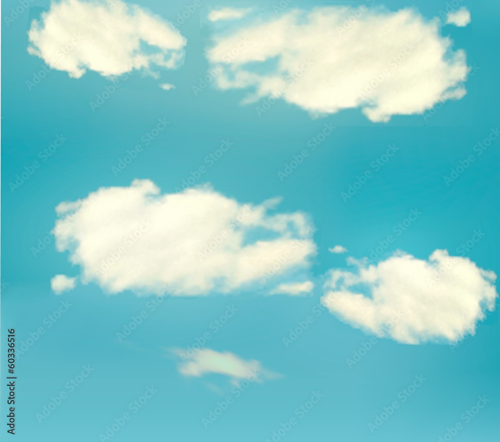 Poster blue sky with clouds. vector background