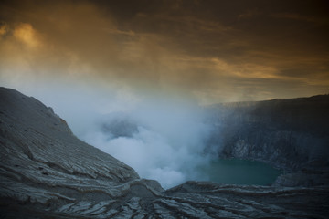 Crater of volcano Ijen, Java, Indonesia