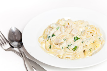 Chicken fettuccine alfredo with spinach