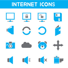 internet icons, blue color theme