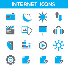 internet icons, blue color theme