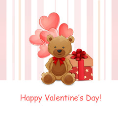 Valentine's Day illustration with cute teddy bear
