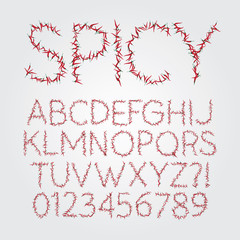 Red Chili Alphabet and Digit Vector