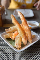 Oriental style batter fried prawns