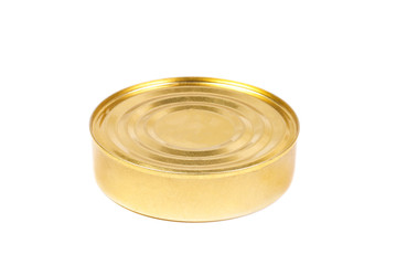 closed can of fish in oil isolated on white