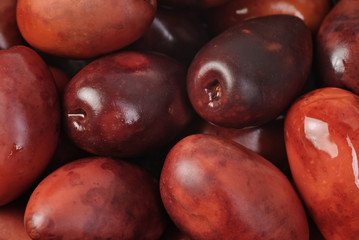 kalamata olives marinated in oil  as background