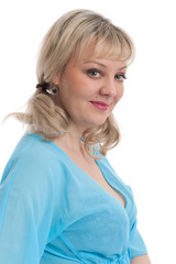 blonde woman portrait over a white background