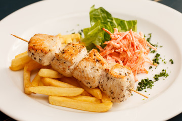 chcken kebab with french fries