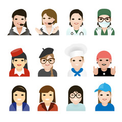 user woman jobs icons. Vector illustration.