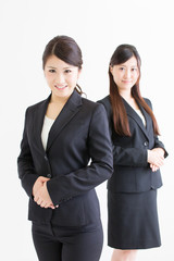 young asian businesswomen on white background