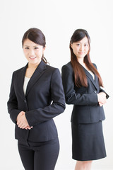 young asian businesswomen on white background