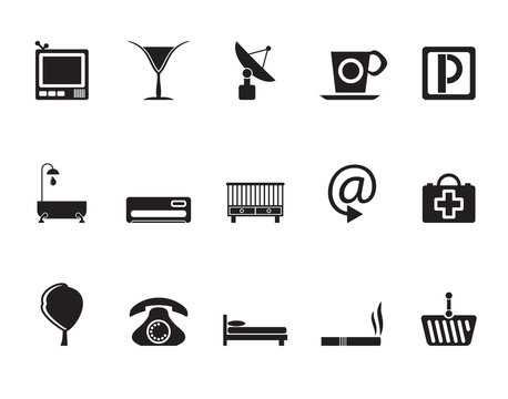 Silhouette Hotel and motel icons