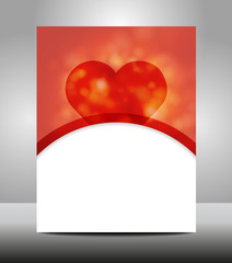 Valentine's Party Poster with heart on blurred background