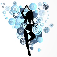 sexy woman silhouette with sight disk symbols