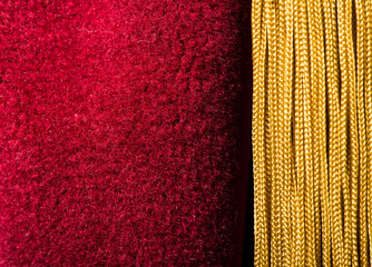 Red velvet curtain with tassel