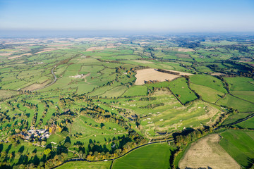 Obraz premium Wide Angle, Aerial View of British Countryside